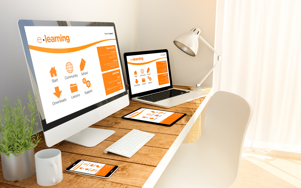 workspace with elearning website